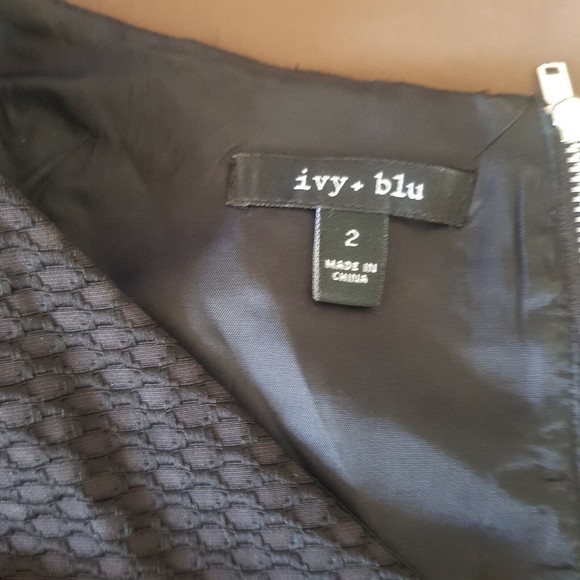 Ivy+ blu Womens Dress Size 2 Sleeveless Pleated Black Textured Holiday Night Out - Picture 9 of 12